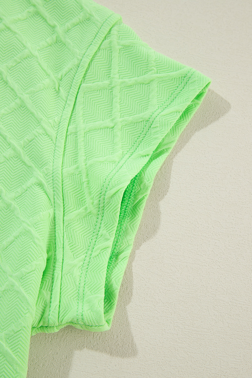 Light Green Checkered Textured Tee and Drawstring Shorts Short Sets JT's Designer Fashion