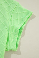 Light Green Checkered Textured Tee and Drawstring Shorts Short Sets JT's Designer Fashion