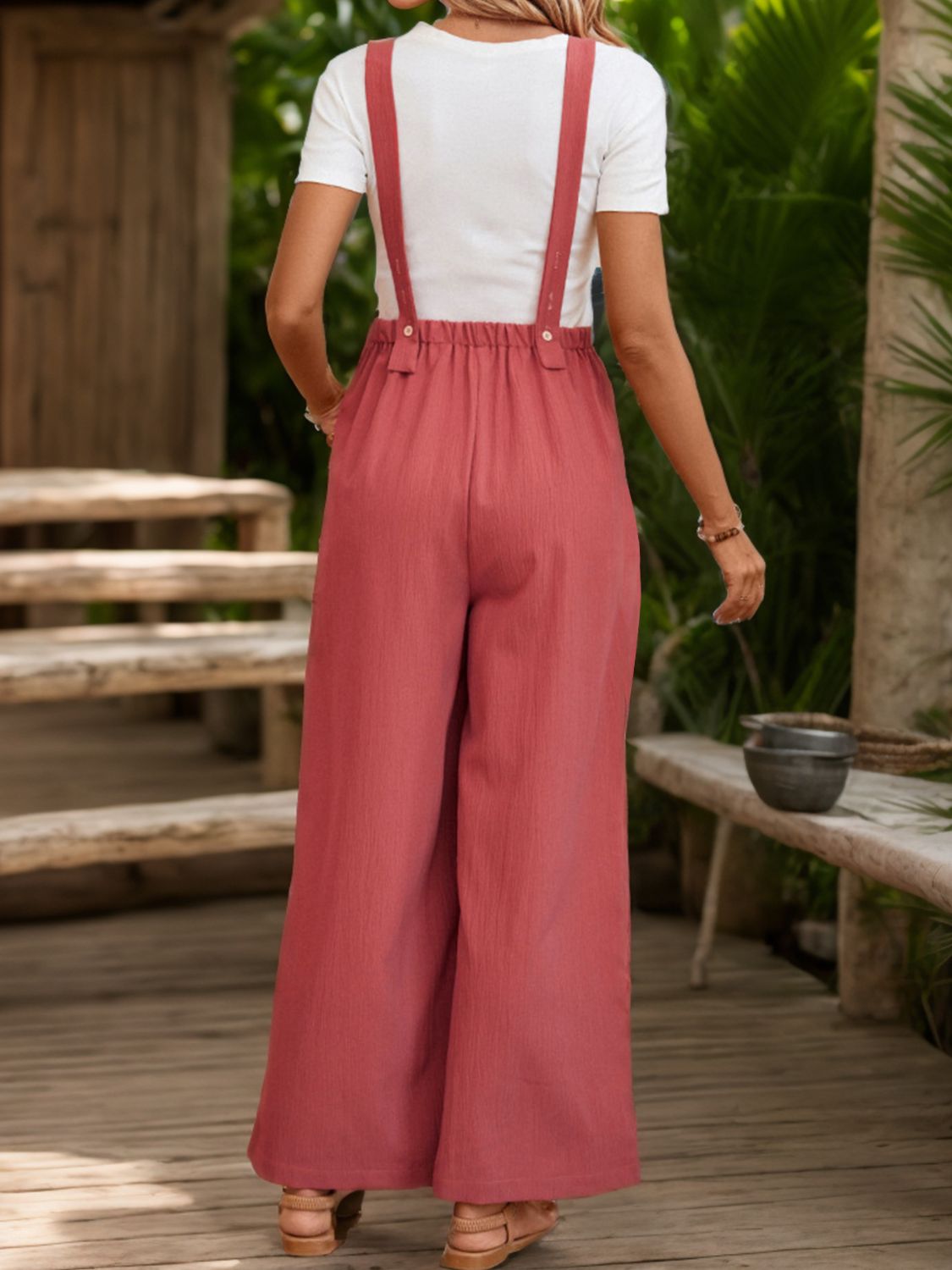 Square Neck Wide Strap Overalls JT's Designer Fashion