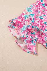 White Plus Size Floral Print Frilled Short Sleeve Flare Dress Plus Size Mini Dresses JT's Designer Fashion