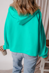 Aruba Blue Fleece Lined Half Zipper Kangaroo Pockets Loose Hoodie Sweatshirts & Hoodies JT's Designer Fashion