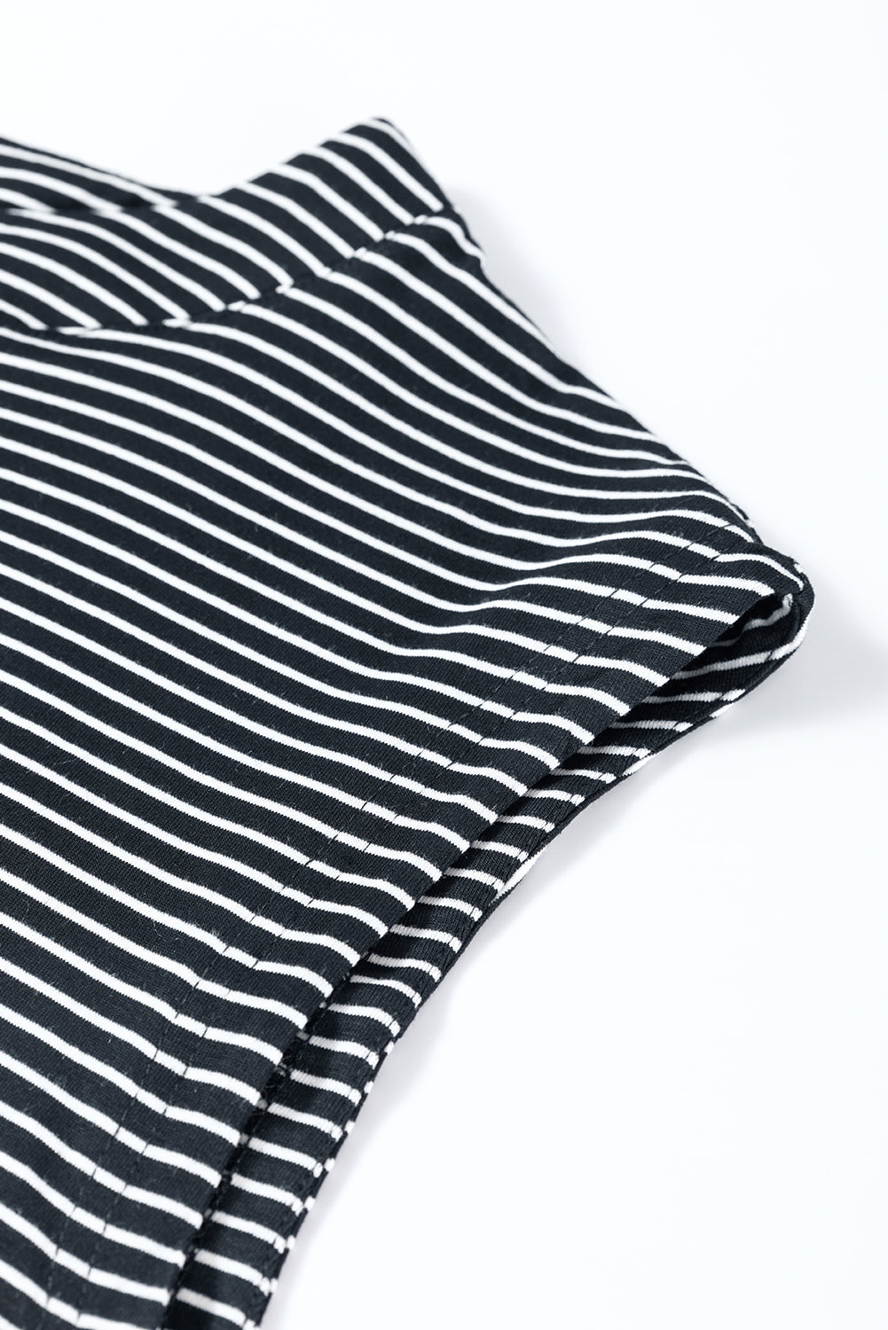Black white Striped Print Buttoned Wide Leg Sleeveless Jumpsuit Jumpsuits & Rompers JT's Designer Fashion