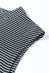 Black white Striped Print Buttoned Wide Leg Sleeveless Jumpsuit Jumpsuits & Rompers JT's Designer Fashion