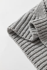 Gray Hollow-out Openwork Knit Cardigan Cardigans JT's Designer Fashion