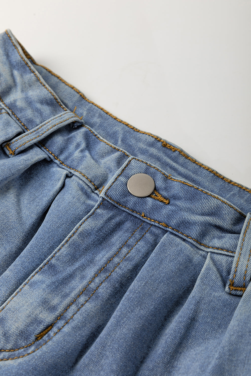 Ashleigh Blue Washed Pleated Detail Wide Leg Jeans Jeans JT's Designer Fashion