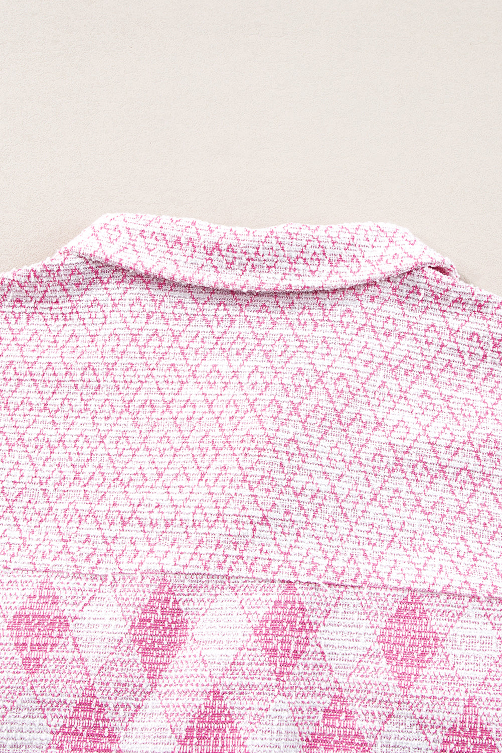 Delicacy Geometric Print Textured Flap Detail Shacket with Pocket Jackets JT's Designer Fashion