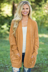 Mustard Knit Texture Long Cardigan Sweaters & Cardigans JT's Designer Fashion