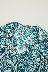 Green Floral Flounce Sleeve Split Neck Plus Size Dress Plus Size Mini Dresses JT's Designer Fashion