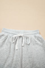Light Grey Color Block Raw Hem Pullover and Casual Shorts Set Short Sets JT's Designer Fashion