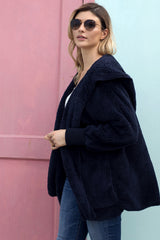 Blue Pink Soft Fleece Hooded Open Front Jacket Jackets JT's Designer Fashion
