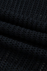 Black Crochet Hollow-out Jumper Top Sweater Sweaters JT's Designer Fashion