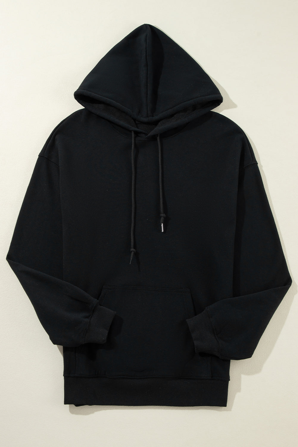 Black Fleece Lined Kangaroo Pocket Drawstring Chunky Hoodie Sweatshirts & Hoodies JT's Designer Fashion