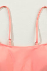 Peach Blossom Striped Patchwork Spaghetti Strap High Waist Bikini Swimsuit High Waisted Swimsuit JT's Designer Fashion