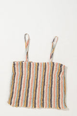 Multicolour Vertical Striped Smocked Cami Top Wide Leg Pants Set Pant Sets JT's Designer Fashion