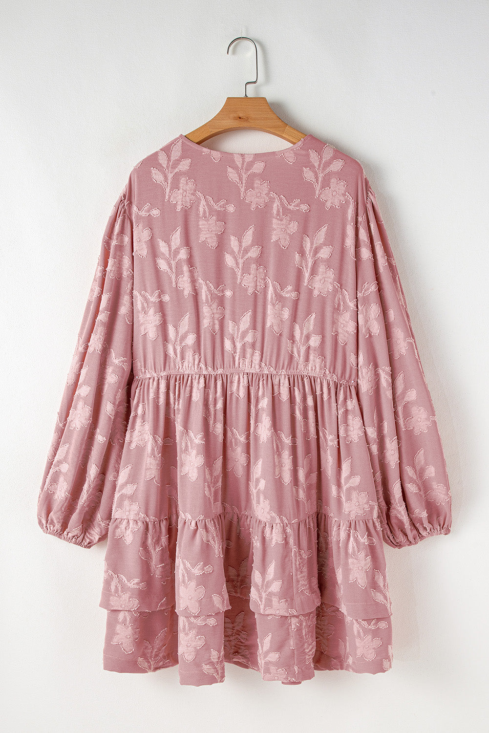 Peach Blossom Floral Surplice V Neck Tiered Ruffled Plus Size Dress Plus Size Mini Dresses JT's Designer Fashion