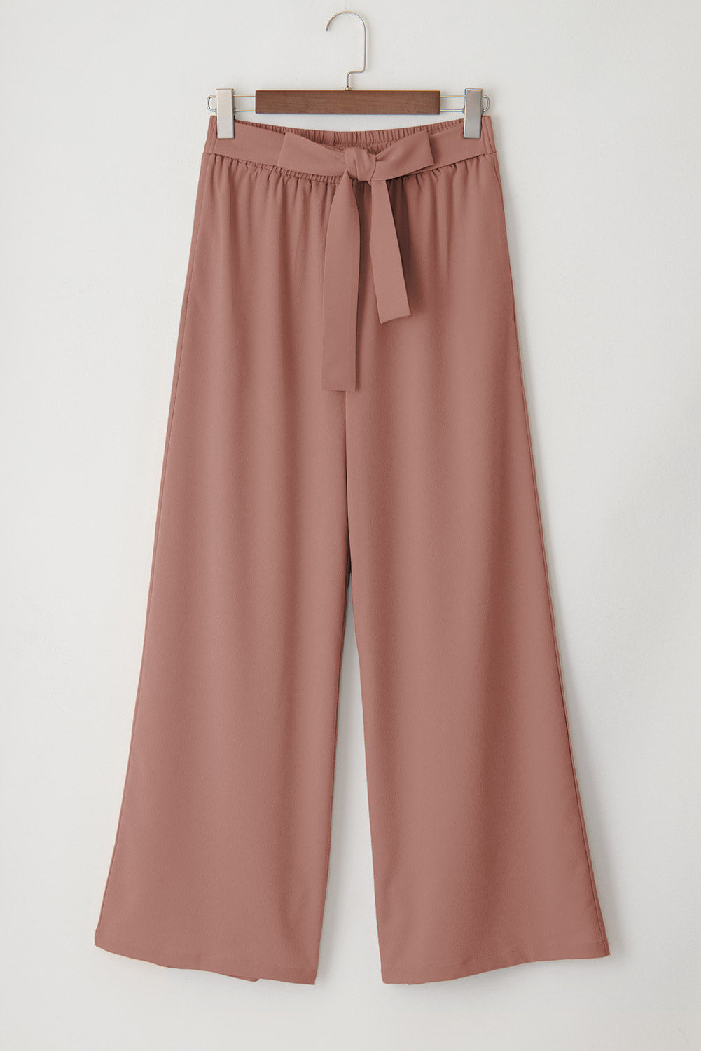 Coffee High Waisted Tie Front Side Pocket Wide Leg Flowy Casual Pants Pants & Culotte JT's Designer Fashion