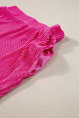 Bright Pink Casual Pleated Short Two-piece Set Short Sets JT's Designer Fashion