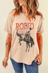 Khaki RODEO Cowboy Graphic Crewneck T Shirt Graphic Tees JT's Designer Fashion