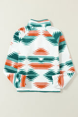 Multicolour Western Aztec Snap Buttoned Fleece Jacket Jackets JT's Designer Fashion