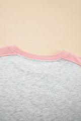 Light Grey Color Block Raw Hem Pullover and Casual Shorts Set Short Sets JT's Designer Fashion