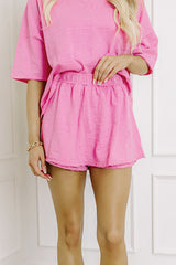 Sachet Pink Loose Fit Half Sleeve T Shirt and High Waist Skirt Set Two Piece Dresses JT's Designer Fashion