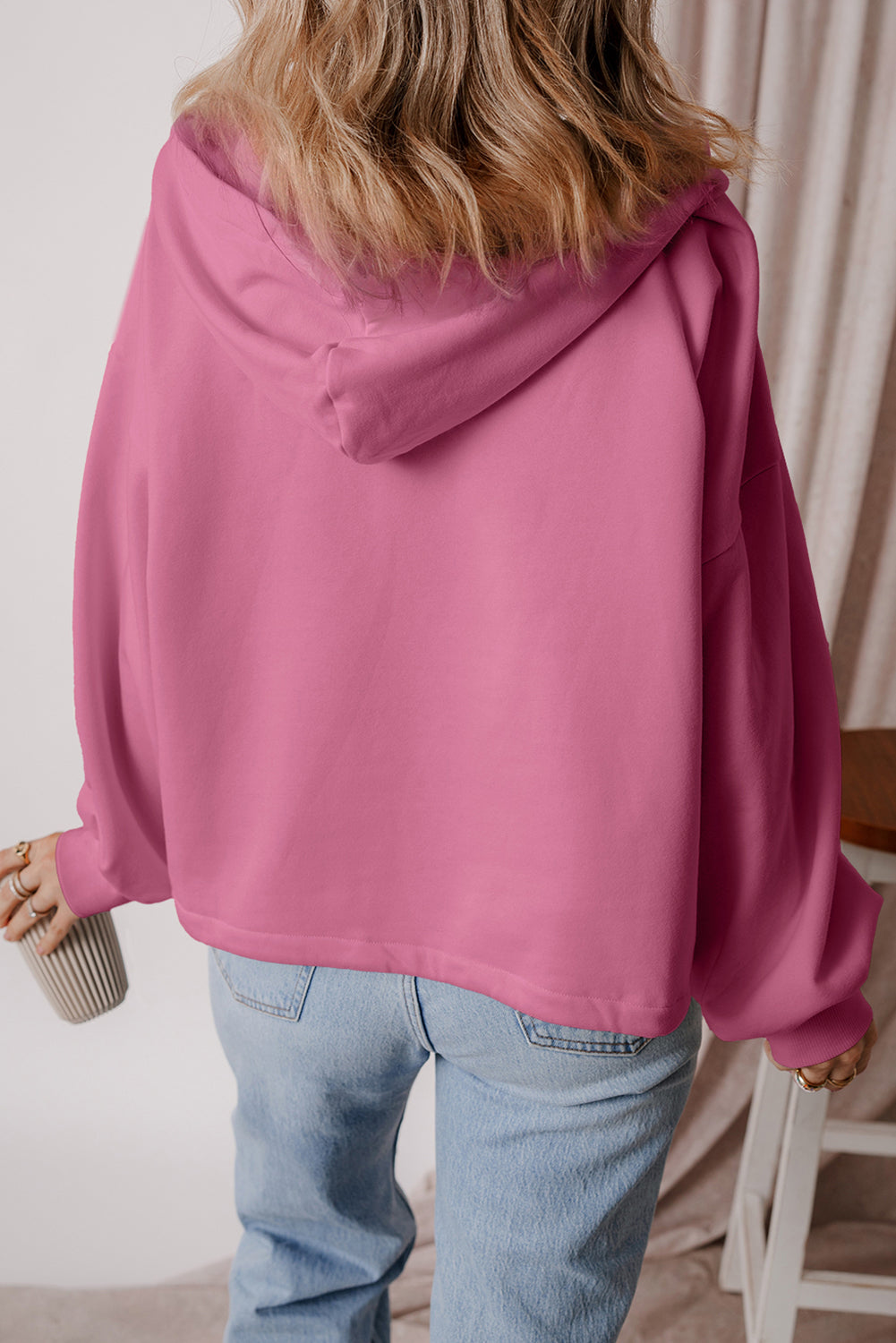 Valerian Fleece Lined Half Zipper Kangaroo Pockets Loose Hoodie Sweatshirts & Hoodies JT's Designer Fashion