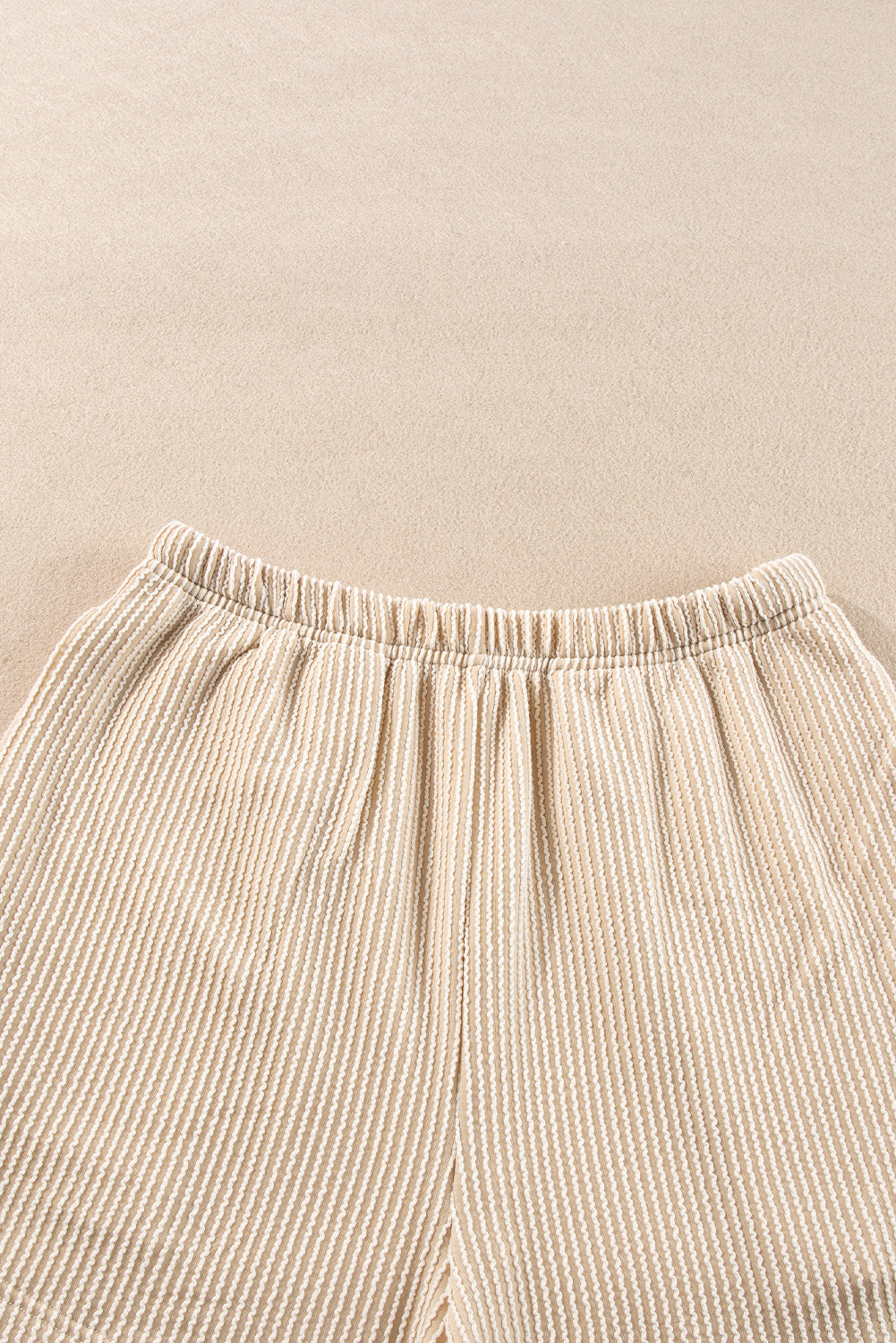 Parchment Corded Knit Long Sleeve Top and High Waist Shorts Set Short Sets JT's Designer Fashion