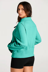 Aruba Blue Quarter Zip Stand Neck Kangaroo Pocket Sweatshirt Sweatshirts & Hoodies JT's Designer Fashion