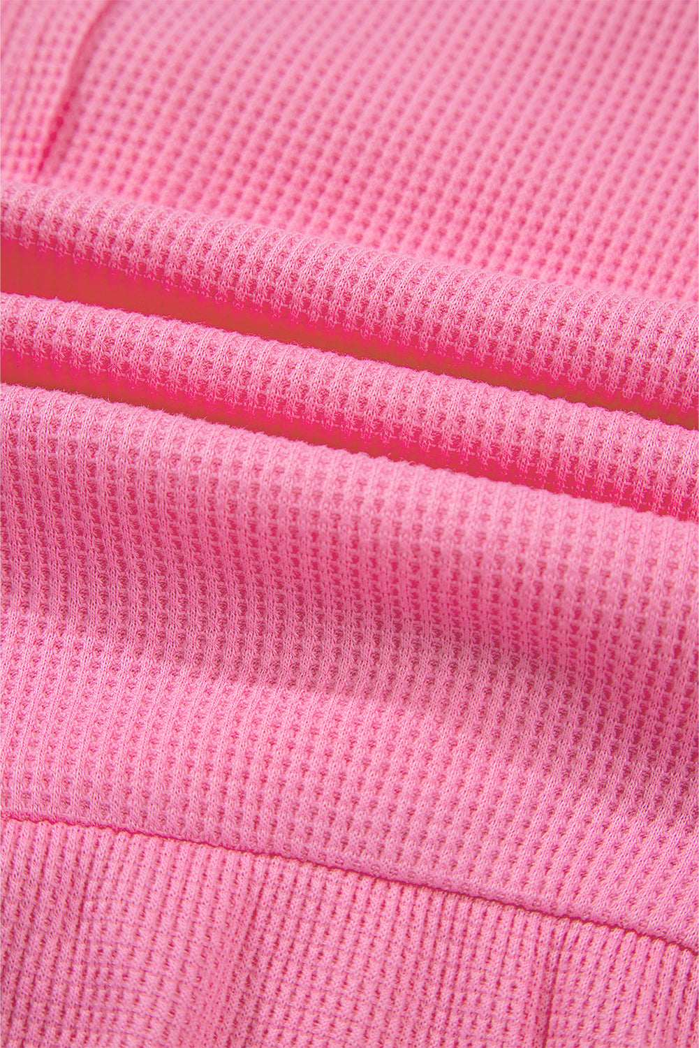 Bright Pink Waffle Textured Button Round Neck A-line Tiered Sleeveless Dress Mini Dresses JT's Designer Fashion