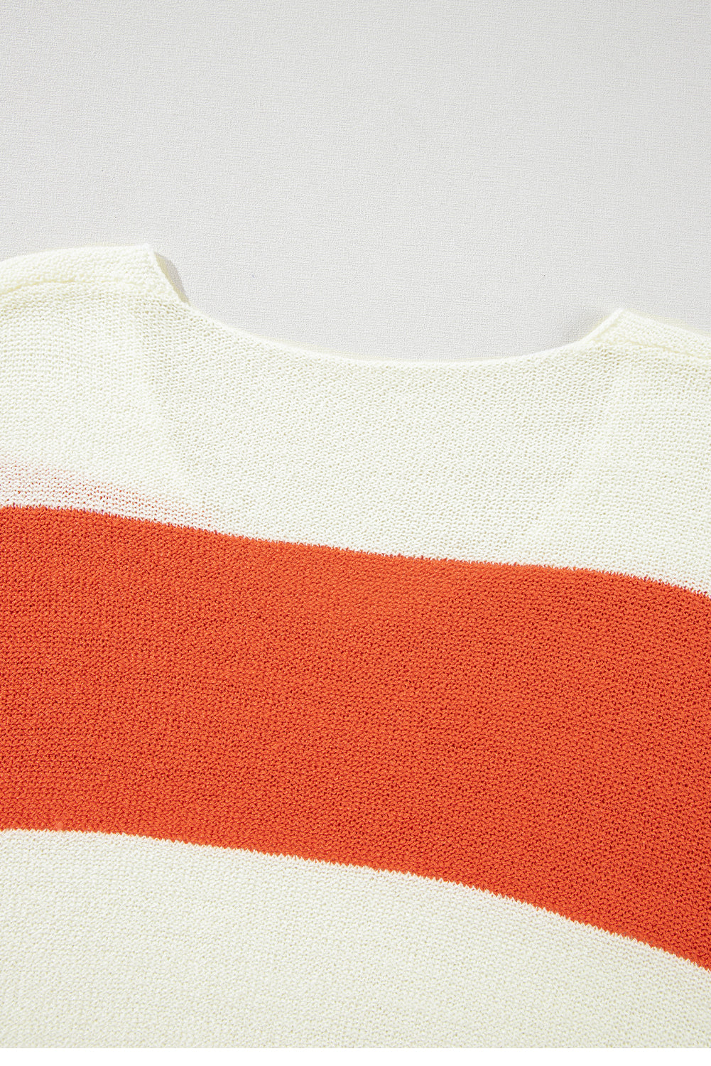 Orange Stripe Loose Color Block Drop Shoulder Bubble Sleeve Sweater Sweaters JT's Designer Fashion