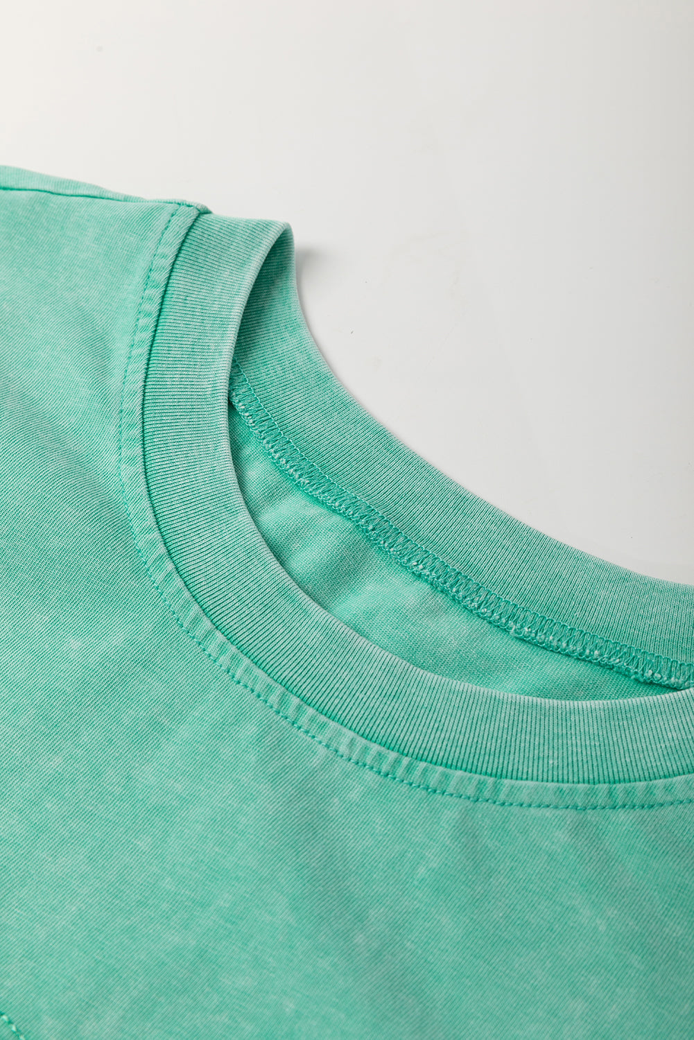 Mint Green Mineral Wash Flower Patchwork Mini T Shirt Dress T Shirt Dresses JT's Designer Fashion
