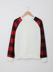 White Buffalo Plaid Long Sleeve Sweatshirt Sweatshirts & Hoodies JT's Designer Fashion