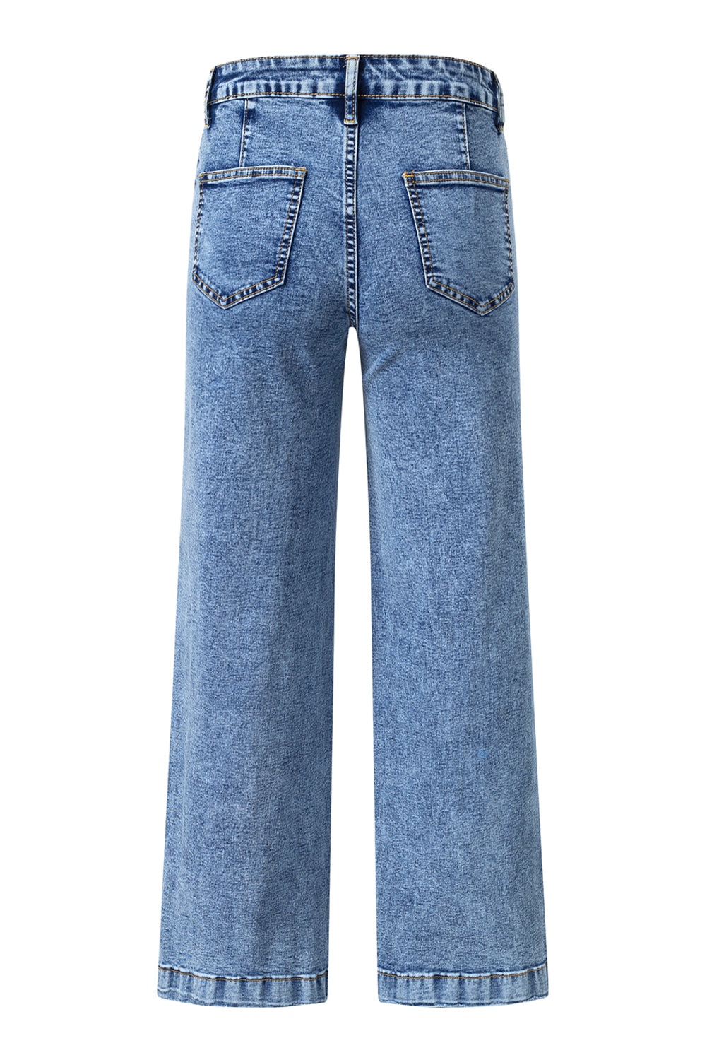Blue Chic Patch Pocket Straight Leg Loose Jeans Jeans JT's Designer Fashion