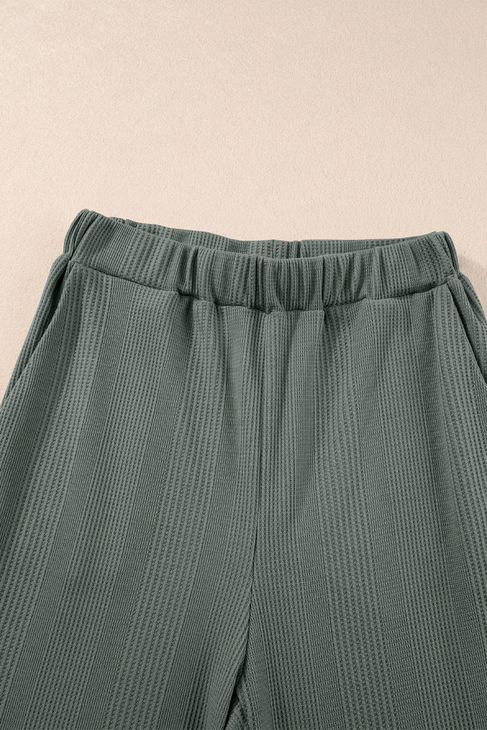 Duffel Green Solid Color Ribbed Ruffle Tank Top and Pants Set Pant Sets JT's Designer Fashion