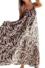 Black Abstract Print Open Back Boho Loose Long Sundress Maxi Dresses JT's Designer Fashion