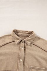 Goat Mineral Wash Textured Patchwork Loose Fit Shacket Jackets JT's Designer Fashion