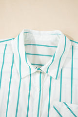 Green Stripe Plus Size St Patricks Day Short Sleeve Buttoned Shirt Dress Plus Size Mini Dresses JT's Designer Fashion
