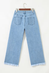 Myosotis Acid Washed High Rise Cropped Wide Leg Jeans Jeans JT's Designer Fashion