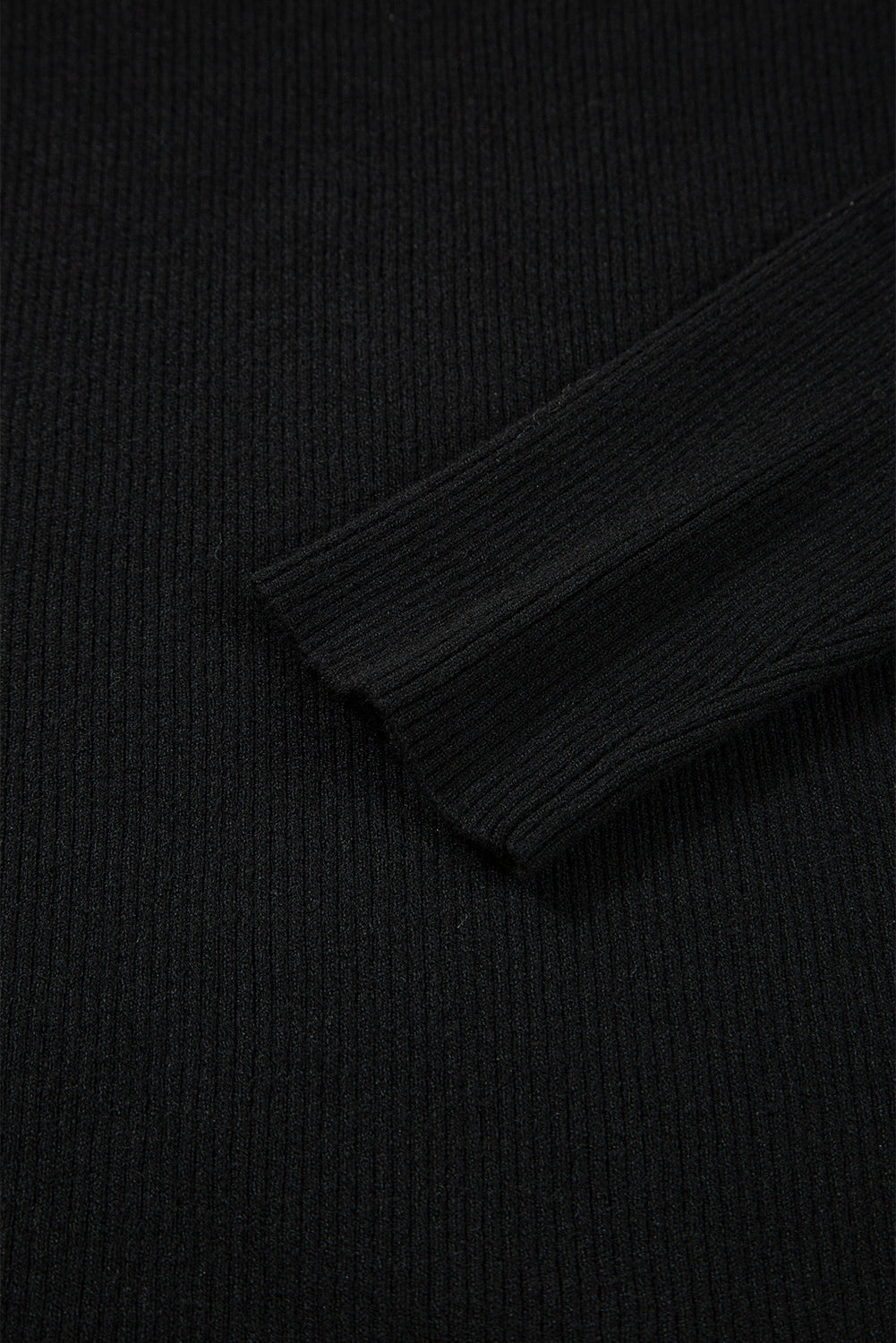 Black Ribbed Knit Cold Shoulder Sweater Sweaters JT's Designer Fashion