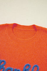 Vitality Orange Thankful for my queens Ribbed Knit Drop Shoulder Graphic Sweater Sweaters JT's Designer Fashion