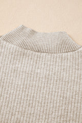 Apricot Thermal Lined Ribbed Knit Mock Neck Sweater Sweaters JT's Designer Fashion