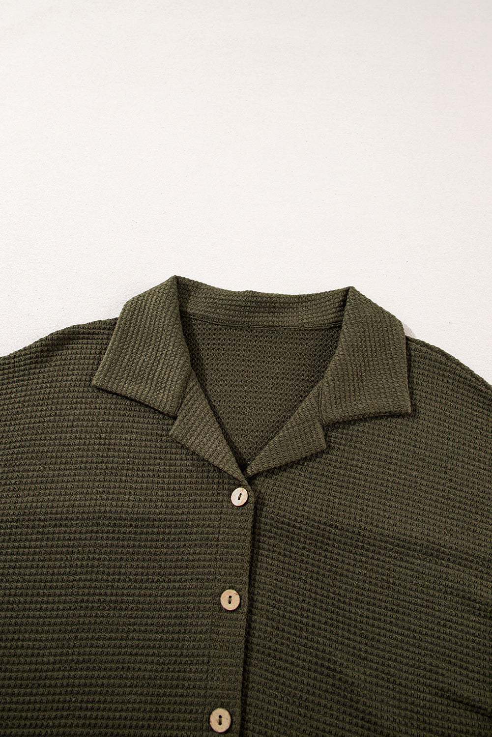 Four Leaf Clover Solid Color Textured Buttoned Shirt and Casual Pants Set Pant Sets JT's Designer Fashion