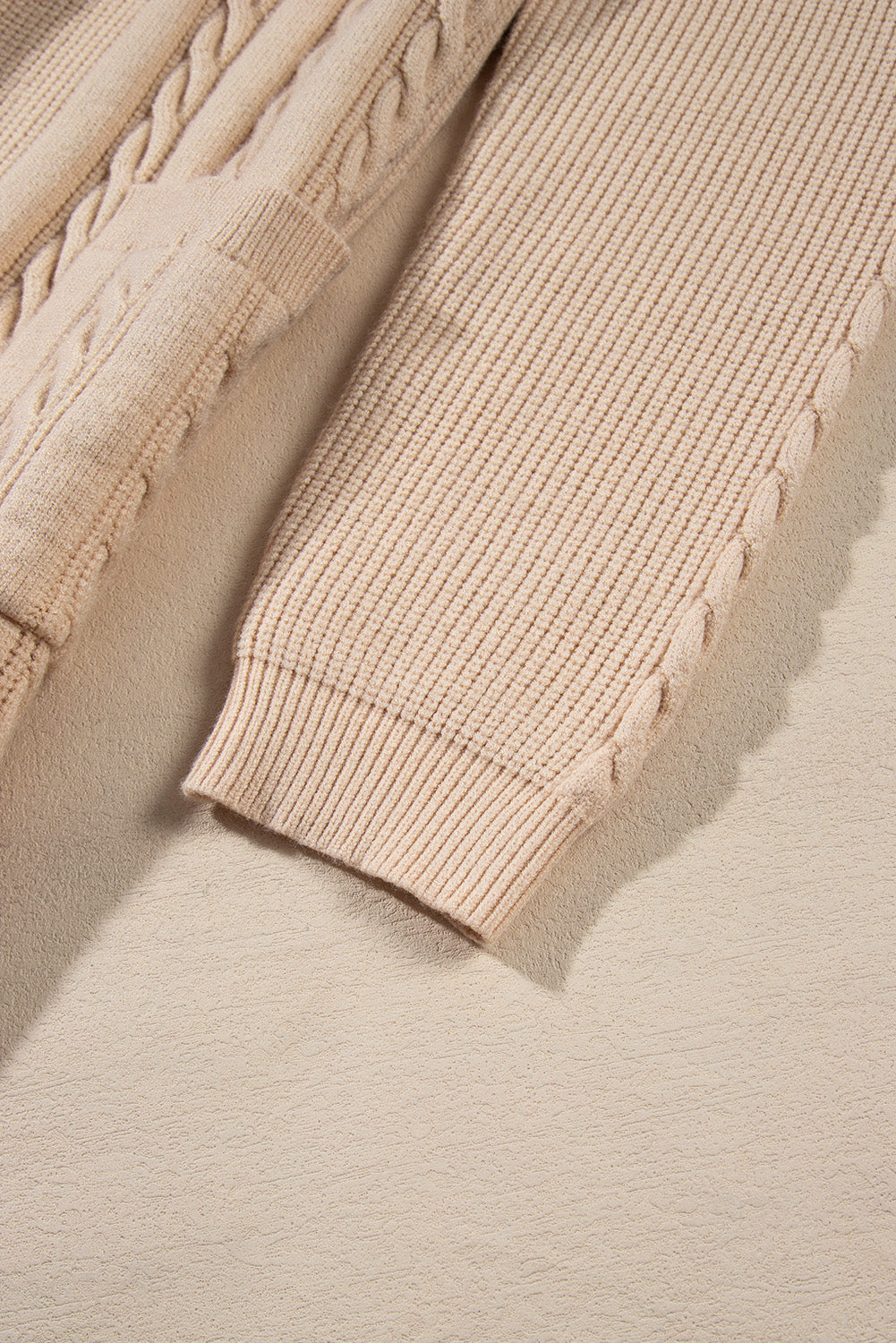 Parchment Oversize Chunky Cable Knit Open Front Midi-length Cardigan Cardigans JT's Designer Fashion