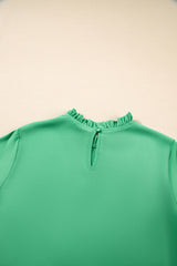 Green Frilly Round Neck Wide Half Sleeve Blouse Blouses & Shirts JT's Designer Fashion