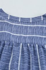 Blue Striped V Neck Pocket Long Sleeve Top Long Sleeve Tops JT's Designer Fashion