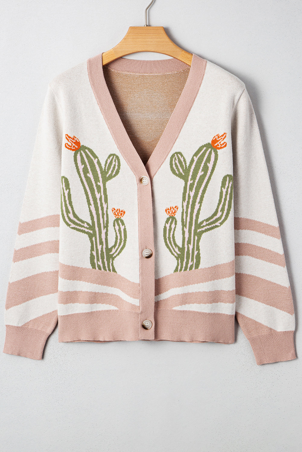 Apricot Desert Cactus Buttoned Front Sweater Cardigan Cardigans JT's Designer Fashion