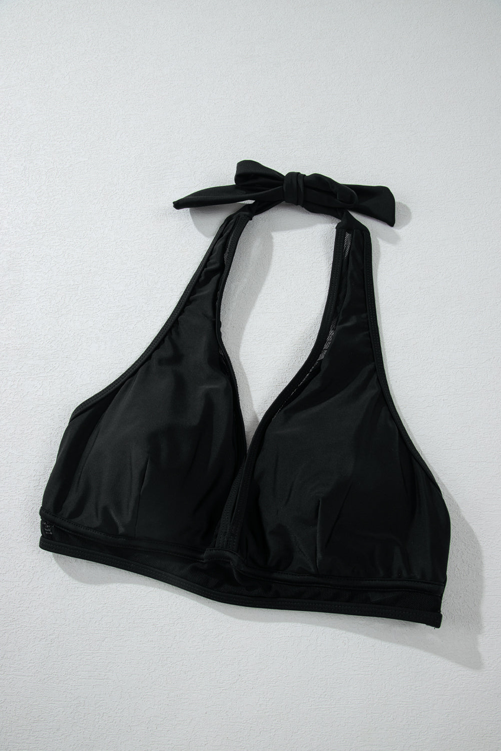 Black Sheer Mesh Edged Halter V Neck Push Up Bikini Bikinis JT's Designer Fashion