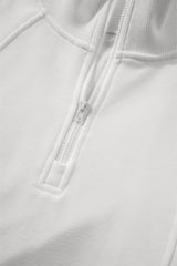 White Zipped Neck Pullover Drop Shoulder Sweatshirt Sweatshirts & Hoodies JT's Designer Fashion