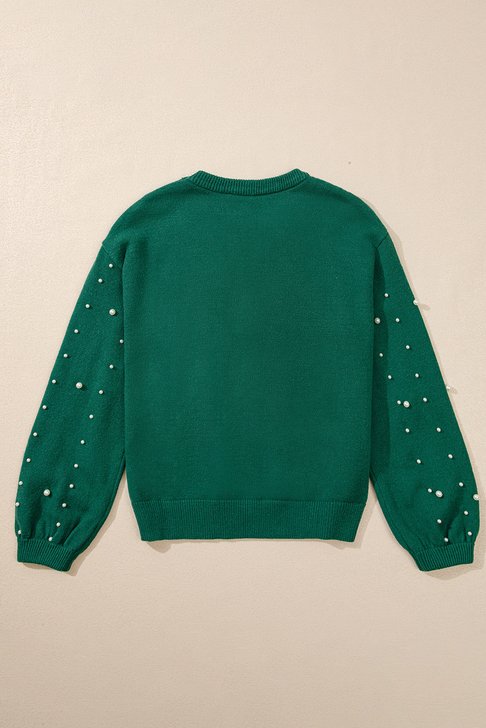 Evergreen Pearled Drop Shoulder Round Neck Sweater Sweaters JT's Designer Fashion