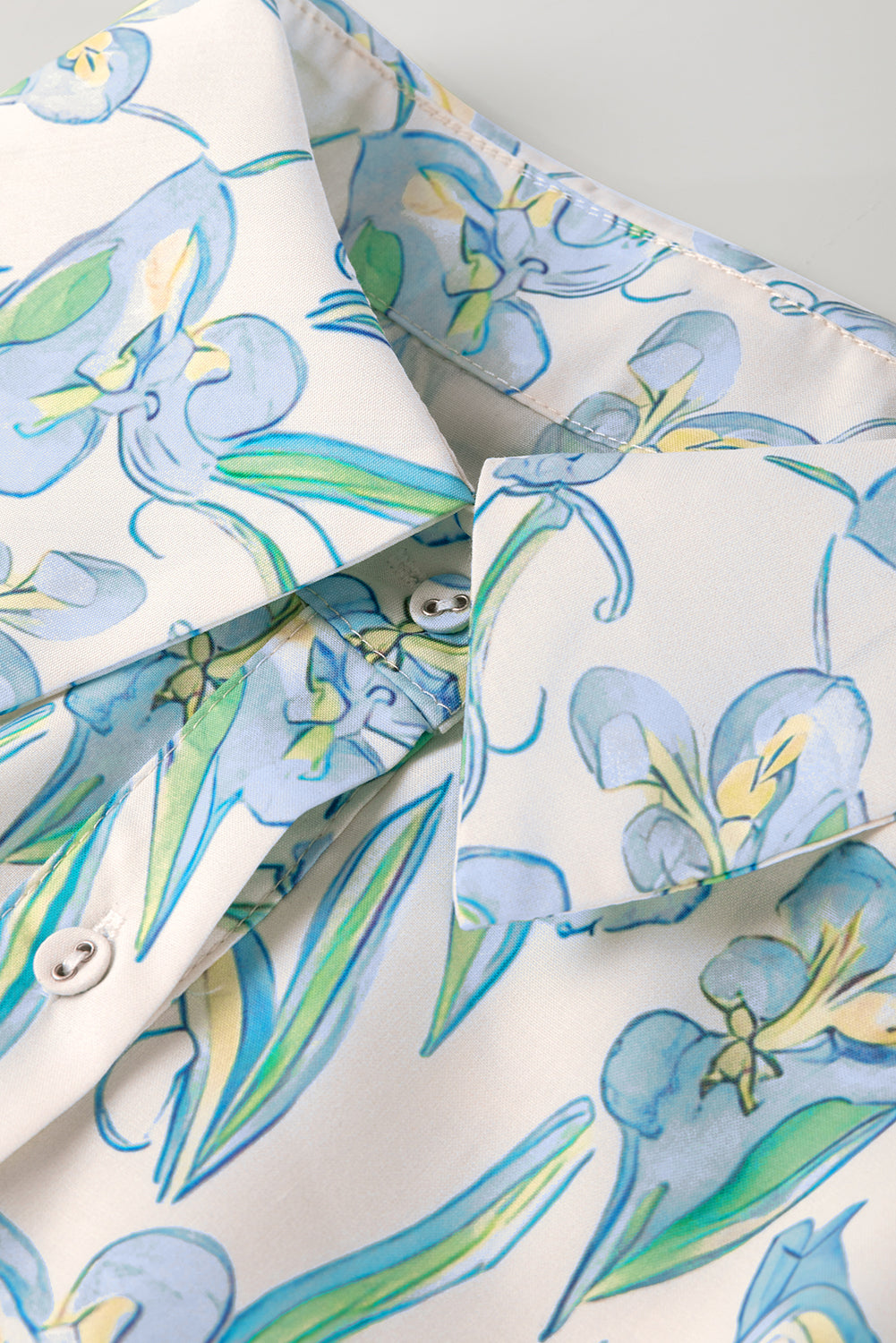 Green Floral Print Shirtcollar Buttoned Short Sleeve Shift Dress Floral Dresses JT's Designer Fashion